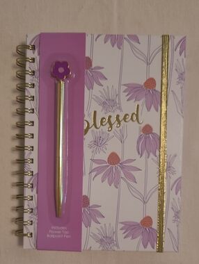Blessed Floral Spiral Notebook with Purple Flower Pen